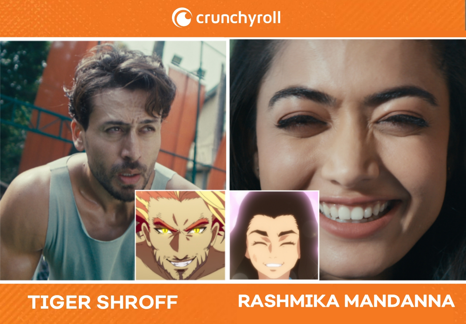 Crunchyroll India Brand Campaign Tiger Shroff And Rashmika Mandanna